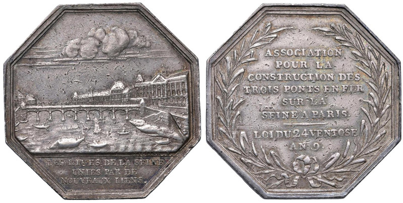 Medaglia 1801 Napoleone ordina la costruzione di tre ponti in ferro sulla Senna ...