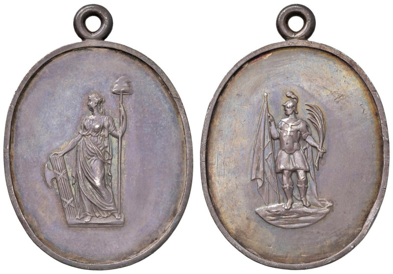 Medaglia 1801 La LibertÃ e la Guerra. D/ La LibertÃ in piedi con il fascio repub...