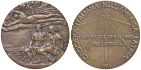 MEDAGLIE FASCISTE. Crociera Italiana nell'America Latina 1924 A. II dell'Era Fascista - Opus: Leonardo Bistolfi, incisione delle fonderie Nelli di Fir...