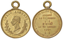 SAVOIA. Carlo Alberto (1831-1849) Medaglietta coniata in oro 1849 In ricordo del Re del del Regno di Sardegna - Opus: Luigi Mantaut, 14 agosto - AU (g...