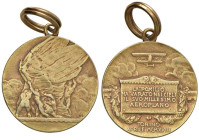 SAVOIA. Durante Vittorio Emanuele III (1900-1943) Medaglia coniata in oro 1918 Otorino Pomilio, al collaudo del millesimo aeroplano. La Pomilio, Torin...
