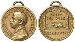 SAVOIA. Durante Vittorio Emanuele III (1900-1943) Medaglia coniata in oro 1927 Al PodestÃ Guido Del Pela, Gambassi - CONFEDERAZIONE GENERALE ENTI AUTA...