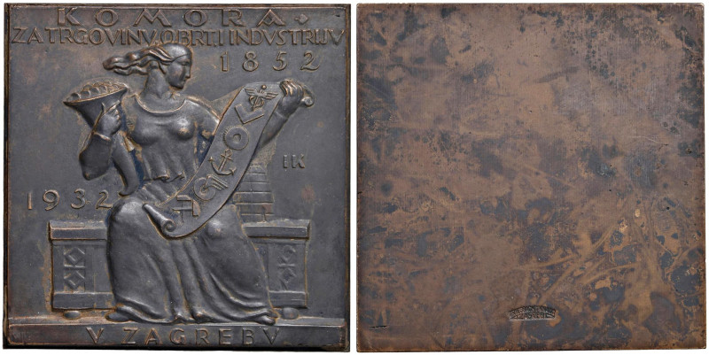 CROAZIA. Zagabria Placchetta uniface 1932 Ottantesimo Anniverasario della mostra...