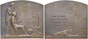 FRANCIA. Placchetta Art DecÃ² conio 1920 circa. Placchetta di matrimonio in pieno stile DecÃ²rative, Il matrimonio per le nozze di diamante 1928-1978 ...