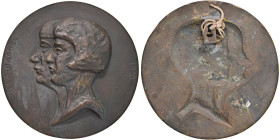 FRANCIA. Medaglia da fusione uniface di massimo modulo 1928 ULLA BARBEL, ritratto in stile ancora liberty - Opus: H.C - AE (g 740 - Ã˜ 190 mm) R

St...