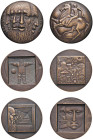SVEZIA. Medaglia coniata composta da tre parti 1974 Leonardo Da Vinci e le sue invenzioni, l'Uomo Vitruviano la Prospettiva e il Volto Umano - Opus: K...