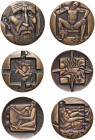 SVEZIA. Medaglia coniata composta da tre parti 1977 Michelangelo Buonarroti, in onore dell'esimio pittore italiano - Opus: Kauko Rasanen - AE (g 520 -...