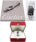 CARTIER Tank AmÃ©ricaine -Lady, White Gold- Referenza 1713. Seriale 242XXXX. Movimento al quarzo. Cassa in oro bianco 18kt con misure 21x36mm. Dial ne...