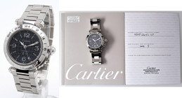 CARTIER PashÃ -World Time- Referenza 2550. Seriale 826XXXX. Movimento a carica automatica. Cassa in acciaio con diametro da 36mm. Dial nero con indici...