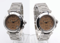 CARTIER PashÃ Referenza 2324. Seriale CC49XXXX. Movimento a carica automatica. Cassa in acciaio con diametro da 36mm. Dial "salmone" con indici a bast...