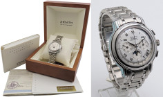 ZENITH EL PRIMERO CHRONOMASTER -Moonpashe, triple date- Pluricomplicato. Referenza 02.0240.410/21. Movimento n. 146XXX. A carica automatica. Dial arge...