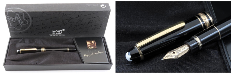MONTBLANC -Penna Stilografica- Wolfgang Amadeus Mozart. Corpo in resina nera con...