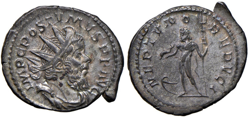 Postumo (260-268) Antoniniano (Treviri) Busto radiato a d. - R/ Nettuno stante d...