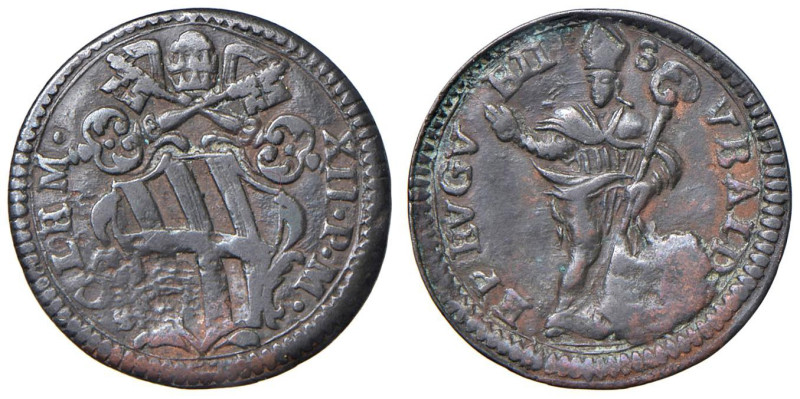 Clemente XII (1730-1740) Gubbio - Quattrino - Munt. 258 CU (g 2,21) Difetto di c...