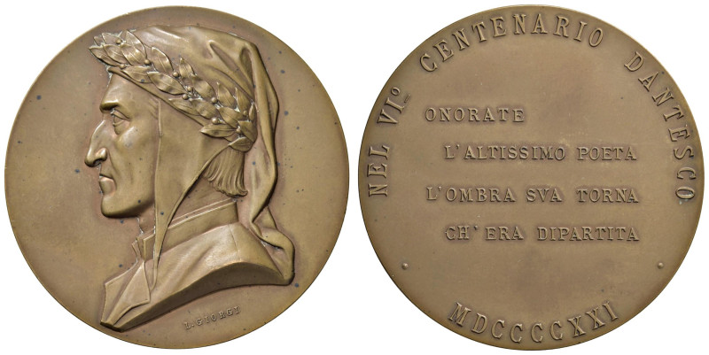 BOLOGNA. Dante Alighieri Medaglia 1921 Per il secentenario della morte del sommo...