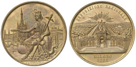 MILANO. Medaglia 1881 Esposizione Nazionale di Milano, vista del Duomo e dell'Esposizione - Opus: Bergamaschi - AE dorato(g 43,53 - Ã˜ 47 mm) Colpetto...