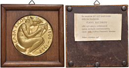 MILANO. Medaglia 1958 150Â° Anniversario della Casa Ricordi 1808-1958 - Opus: Francesco Messina - AE dorato (g 260 c. - Ã˜ 79 mm) Montata a Quadretto ...