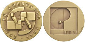 MILANO. Medaglia 1987 Le Corbusier Per i Cento Anni 1887-1987 - Opus: Gio Pomodoro, emissione degli Stabilimenti Johnson di Milano - AE dorato (g 135,...