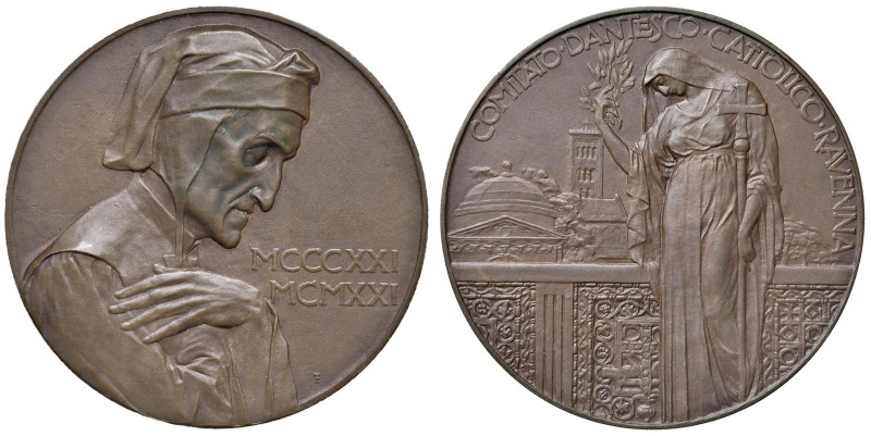RAVENNA. Medaglia 1921 Per il Vi centenario della morte di Dante, La Religione v...