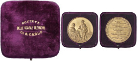 TORINO. Medaglia 1898 Cinquantesimo della SocietÃ delle Scuole Tecniche di Torino - Opus: Giuseppe Tua - AE dorato (g 110,42 - Ã˜ 60 mm) Con suo cofan...