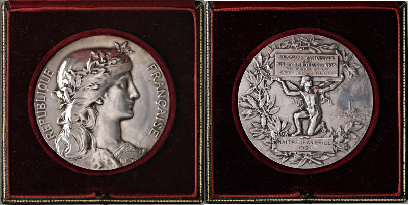 FRANCIA. Repubblica Medaglia coniata 1921 Premio della Camera Sindacale dei vini...