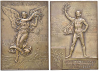 FRANCIA. Repubblica Placchetta 1900 Esposizione Universale di Parigi, IX Campionato di Tiro - Opus: F. Vernon - AE (g 57,16 - Ã˜ 60x42 mm) Al bordo: B...