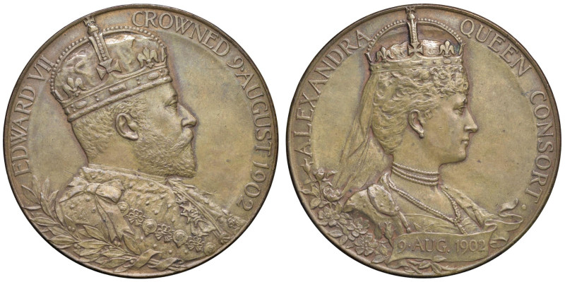 INGHILTERRA. Eduardo VII e consorte Alessandra Medaglia 1902 Per l'Incoronazione...