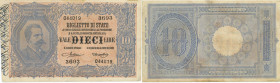 Biglietti di Stato 10 Lire 19/09/1923 3693 044019 - Gig. 17F Piega in quattro, qualche abrasione marginale

Status: BB+