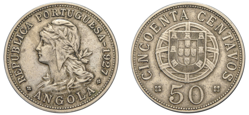 Angola, Colony of the Portuguese Empire, 1910-1951. 50 Centavos, 1927, 10.28g (K...