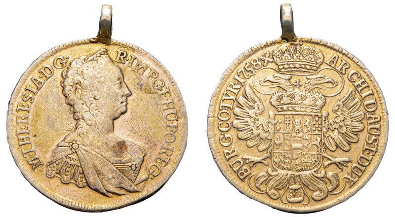 Holy Roman Empire, Maria Theresia, 1740-1780. 1/2 Taler, 1758, Vienna mint, 14.2...