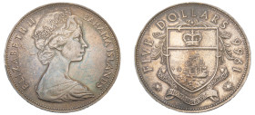 Bahamas, Elizabeth II, 1952-2022. AR 5 Dollars, 1966 (minted 1966-1967), London mint, 42.34g (KM10).

Good extremely fine.