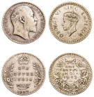 British India, Edward VII, 1901-1910 and George VI, 1936-1952. Lot of 2 coins comprising Rupee, 1907 B, Bombay mint, 11.55g (KM508) and Rupee, 1942, B...