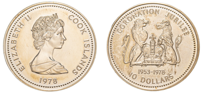 Cook Islands, Elizabeth II, 1952-2022. AR 10 Dollars, 1978, 25th Anniversary of ...