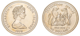 Cook Islands, Elizabeth II, 1952-2022. AR 10 Dollars, 1978, 25th Anniversary of the Coronation of Queen Elizabeth II, 27.90g (KM21).

Uncirculated.