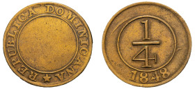 Dominican Republic, First Republic, 1844-1861. 1/4 Real, 1848, 3.60g (KM2).

First coin of Dominican Republic, very fine or better.