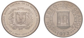 Dominican Republic, Fourth Republic, 1966-. AR Proof Peso, 1972, 25th Anniversary of the Central Bank, Royal mint, 26.70g (KM34).

In original plastic...