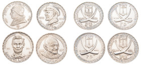 Equatorial Guinea, Republic, 1968-. Official proof set of 4 coins comprising 75 Pesetas (4), 1970, Pope John XXIII; Vladimir Lenin; Abraham Lincoln an...