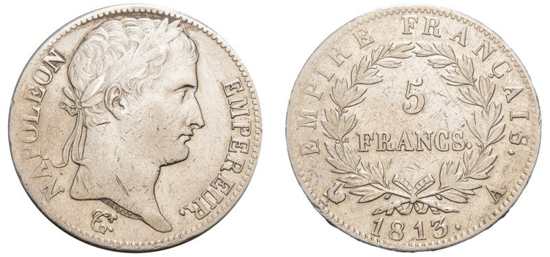 France, Napoleon I, 1804-1814 and 1815. 5 Francs, 1813 A, Paris mint, 24.73g (KM...