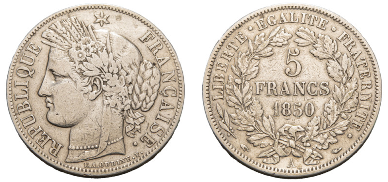 France, Second Republic, 1848-1852. 5 Francs, 1850 A, Paris mint, 24.82g (KM761....