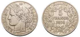 France, Second Republic, 1848-1852. 5 Francs, 1850 A, Paris mint, 24.82g (KM761.1; Dav. 93).

Very fine.