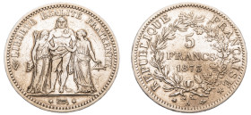 France, Third Republic, 1870-1940. 5 Francs, 1873 A, Paris mint, 24.96g (KM820.1; Dav. 92).

Harshly cleaned, good very fine.