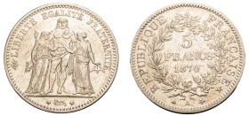 France, Third Republic, 1870-1940. 5 Francs, 1874 A, Paris mint, 24.92g (KM820.1; Dav. 92).

Good very fine.