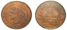 France, Third Republic, 1870-1940. 10 Centimes, 1897 A, Torch, Paris mint (KM815.1).

Graded MS65RB PCGS.