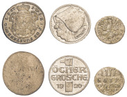 German States. Lot of 3 coins comprising Goslar, 4 Pfennigs, 1728, 0.56g (KM87); Fürstenberg-Stühlingen, 1/24 Taler, 1772 G (not visible but one year ...