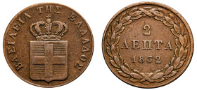 Greece, King Otto, 1832-1862. 2 Lepta, 1832, First Type, Munich mint, 2.55g (KM14; Divo 25a).

Very fine or better.