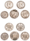 Greece, King Otto (1), 1832-1862 and King George I (4), 1863-1913. Lot of 5 coins comprising 1/2 Drachma (1), not visible date (1833), First Type, Mun...