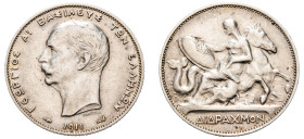 Greece, King George I, 1863-1913. 2 Drachmai, 1911, Second Type, Paris mint, 9.99g (KM61; Divo 52; IV25). 

About extremely fine.