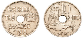 Greece, King George I, 1863-1913. 10 Lepta, 1912, Fourth Type, Paris mint, variety without privy marks, 3.98g (KM63; Divo -; IV27.1).

Extremely fine ...