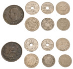Greece, King George I, 1863-1913. Lot of 7 coins comprising 10 Lepta (1), 1870 BB, First Type, Strasbourg mint, 10.13g (KM43; Divo 59b; IV8); 10 Lepta...