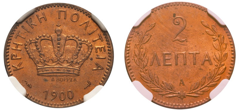 Greece, Crete, Prince George, 1898-1906. 2 Lepta, 1900 A, Paris mint (KM2; Divo ...